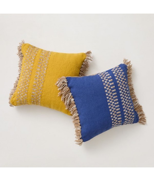 Woven Mixed Side Stripe Reversible Indoor/Outdoor Pillow